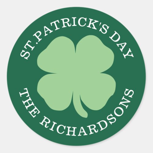Shamrock Personalized St Patricks Day Green Classic Round Sticker