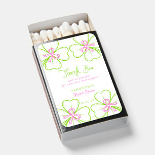  Shamrock Pink Green  Bridal Shower Thank You Matchboxes
