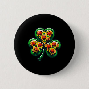 Shamrock Pizza St Patricks Day Irish Fast Food Lov Button