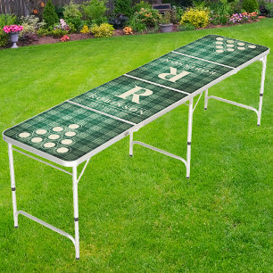 Shamrock Plaid Family Name & Initial Beer Pong Table