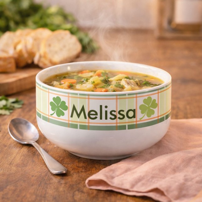 Shamrock Plaid Four Leaf Clover  Soup Mug (Creator Uploaded)