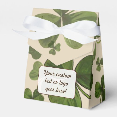 Shamrock Plant with Custom Cream Color and Text Favor Boxes