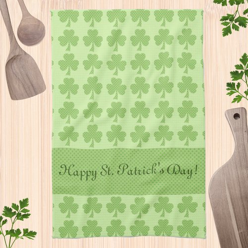 Shamrock Polka dot St Patrick Day Your text Kitchen Towel