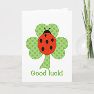 Shamrock Polka dots and ladybug Good luck! Card