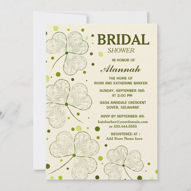 Shamrock Polka Dots Bridal Shower Invitation (Front)
