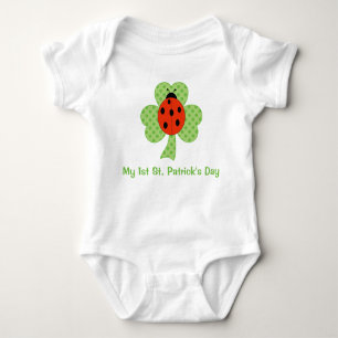 Shamrock Polka dots Ladybug 1st St. Patricks Day Baby Bodysuit