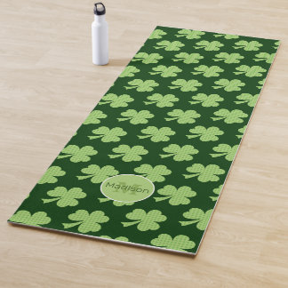 Shamrock Polka dots Ladybug green pattern Monogram Yoga Mat