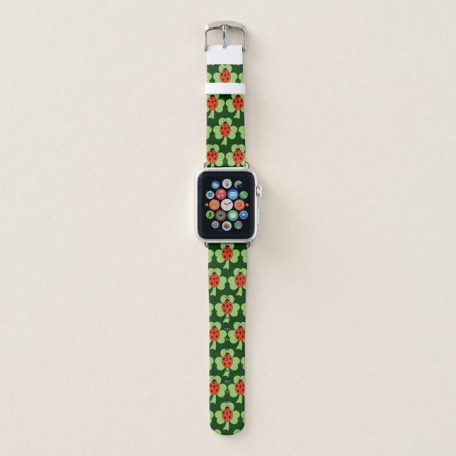 Shamrock Polka dots Ladybug Ladybird pattern Apple Watch Band (Front)