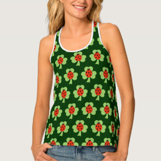 Shamrock Polka dots Ladybug Ladybird pattern Tank Top