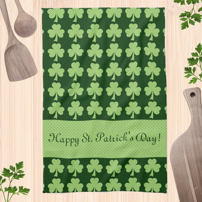 Shamrock Polka dots St. Patrick's Day Personalize Kitchen Towel (Creator Uploaded)