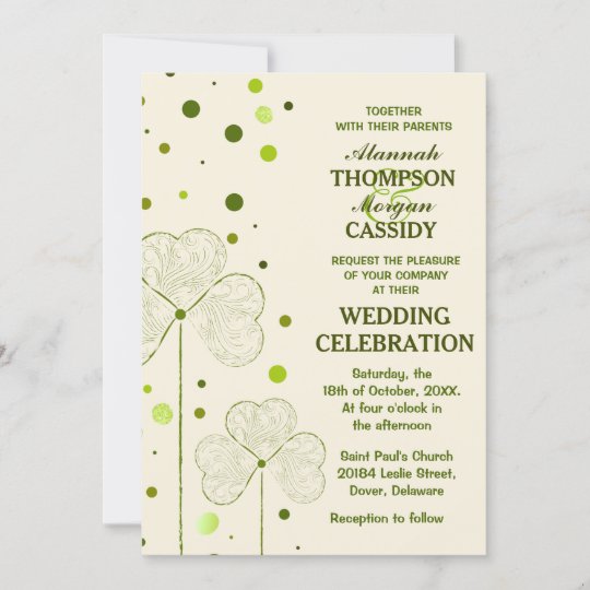 Shamrock Polka Dots Wedding Invitation