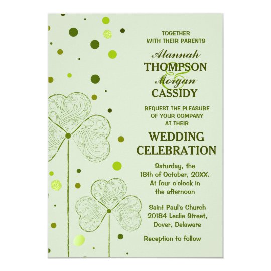 Shamrock Polka Dots Wedding Invitation 2