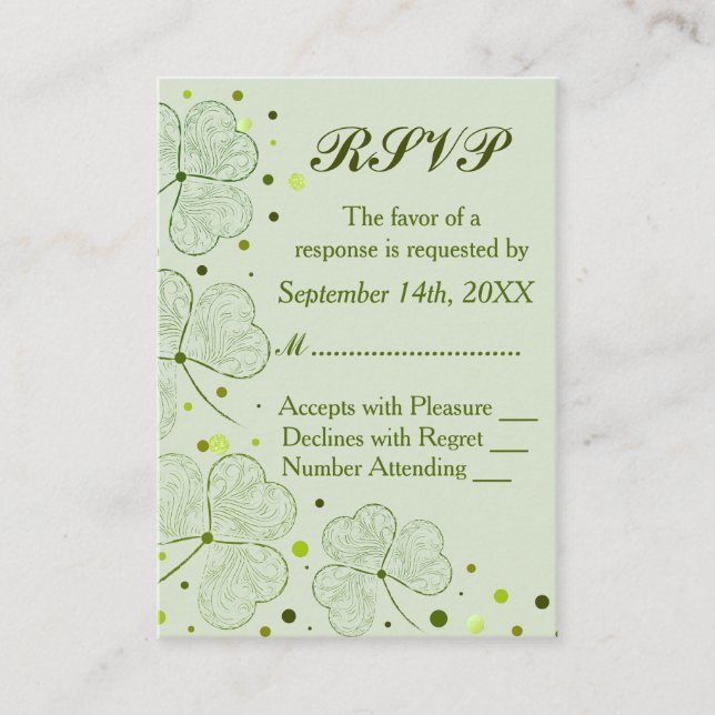 Shamrock Polka Dots Wedding RSVP 2 Enclosure Card (Front)