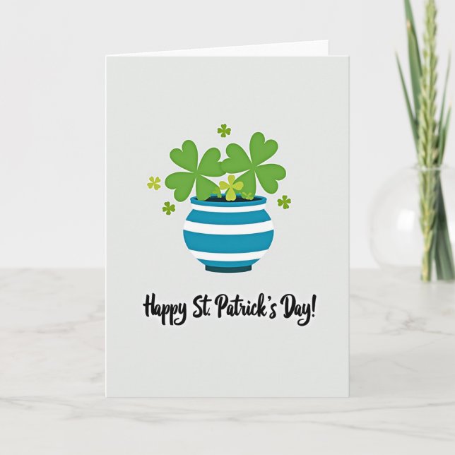 Shamrock Pot Luck St Patricks Card (Front)