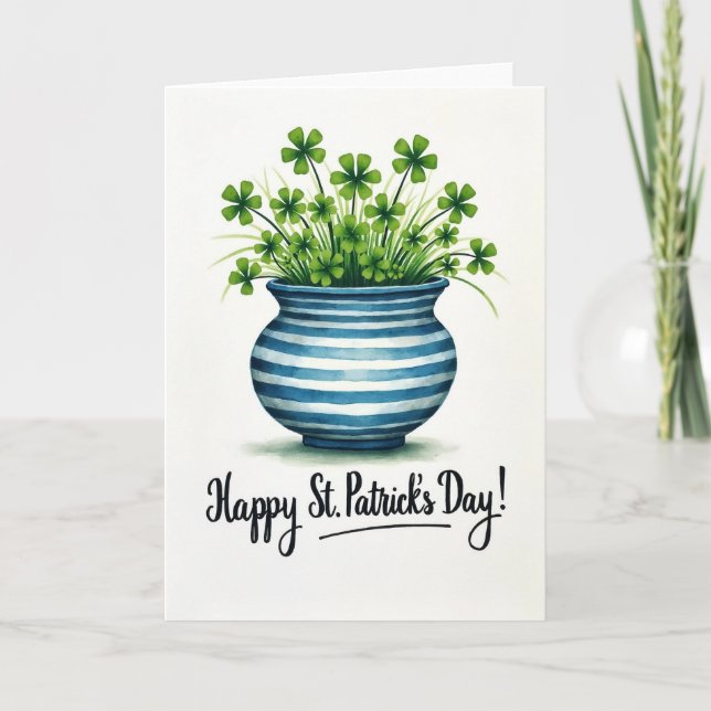Shamrock Pot St Patricks Day Card (Front)