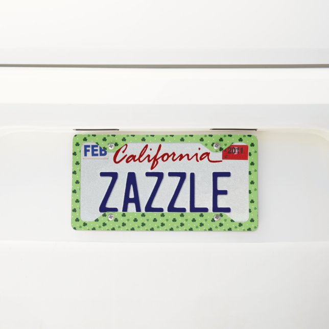 Shamrock Print License Plate Frame (On Car)
