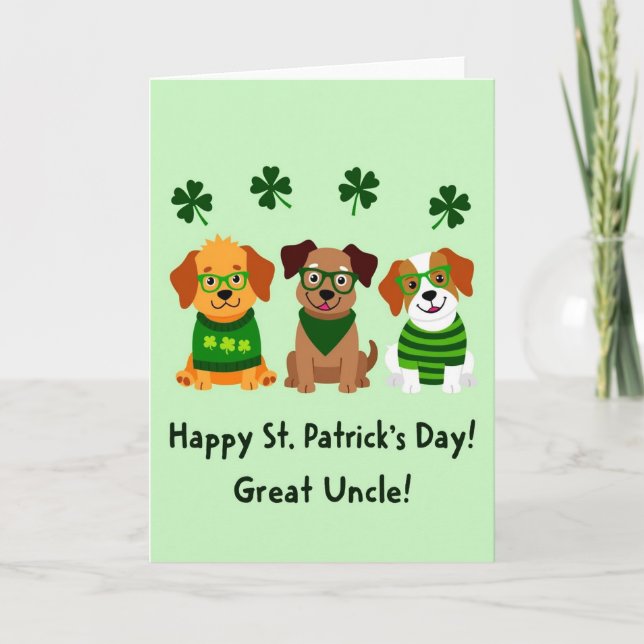 Shamrock Puppy Fun Faux Gold Foil Card (Front)
