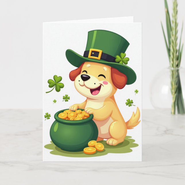 Shamrock Puppy Pattern Luck Card (Front)