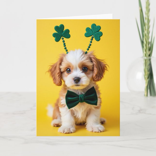 Shamrock Puppy Portrait Card (Front)