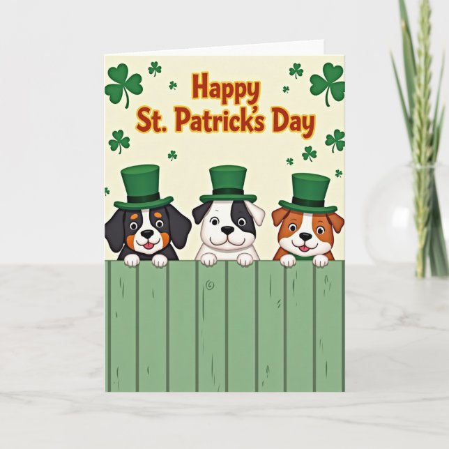 Shamrock Puppy St Patricks Day Card (Front)
