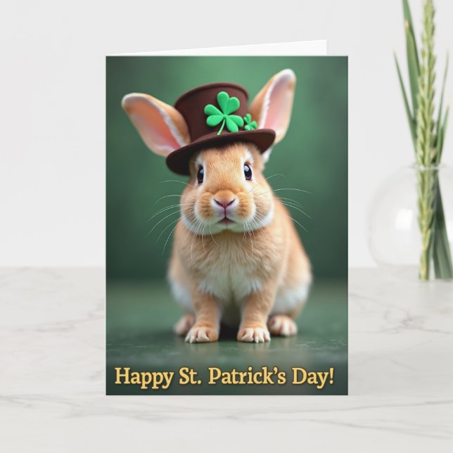 Shamrock Rabbit Portrait Card (Front)