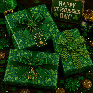 Shamrock Rain Wrapping Paper Sheets