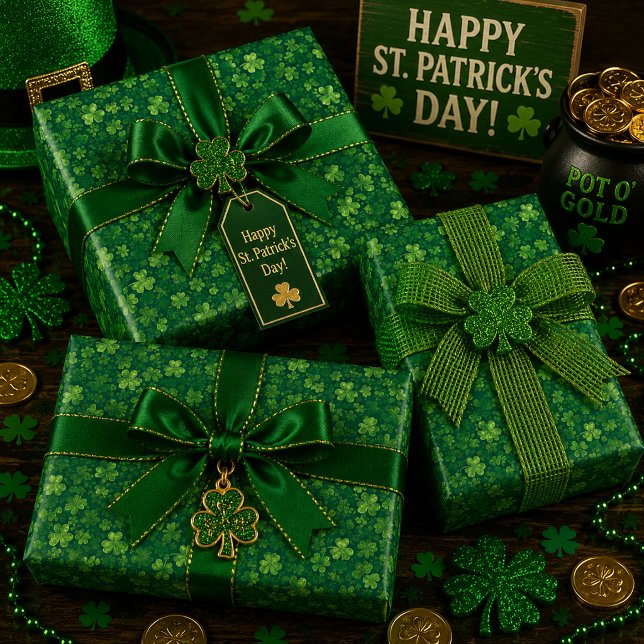 Shamrock Rain Wrapping Paper Sheets (Creator Uploaded)