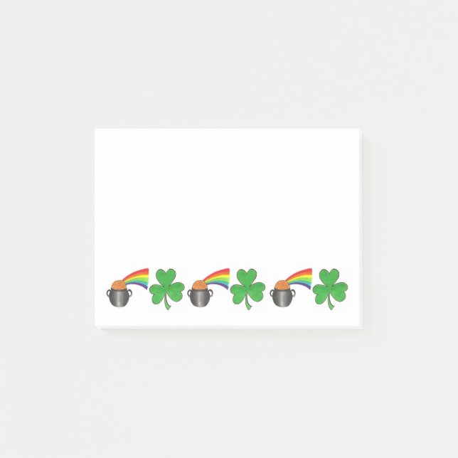 Shamrock Rainbow Pot of Gold St. Patrick's Day Post-it Notes (Front)