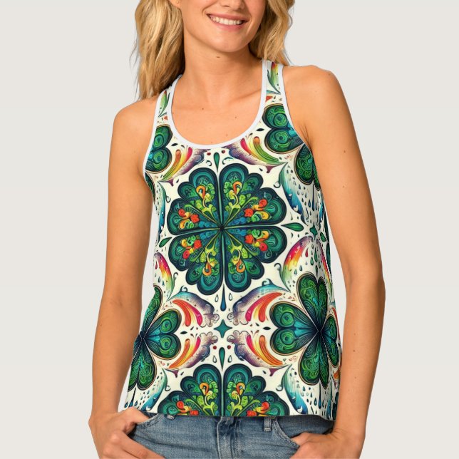Shamrock Rainbows. St. Patty's Day Tank Top (Front)