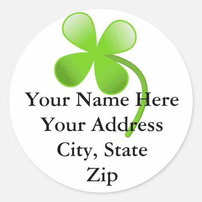 Shamrock Return Address Lable Classic Round Sticker (Front)