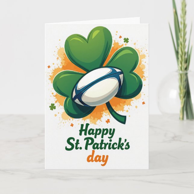 Shamrock Rugby St Patricks Day Card (Front)