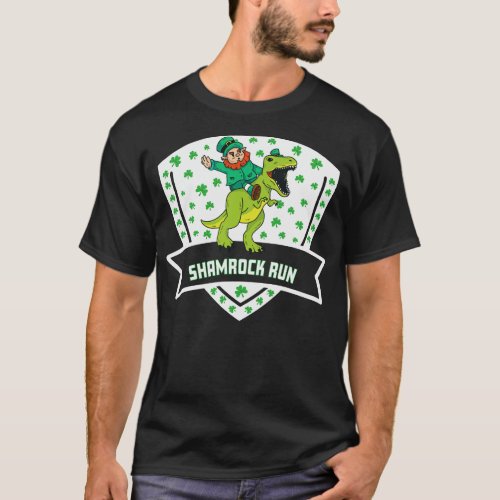 Shamrock Run  Dinosaur Funny 1 T_Shirt
