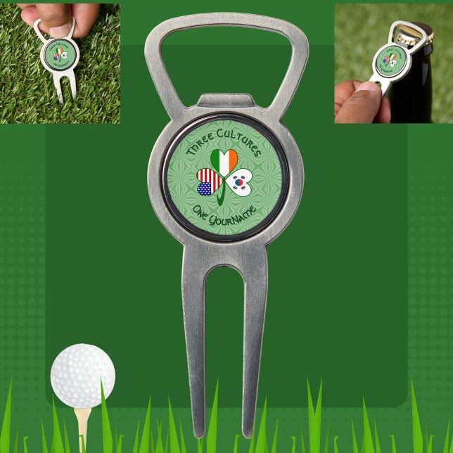 Shamrock S. Korea Ireland USA Flags Personalized  Divot Tool (Creator Uploaded)