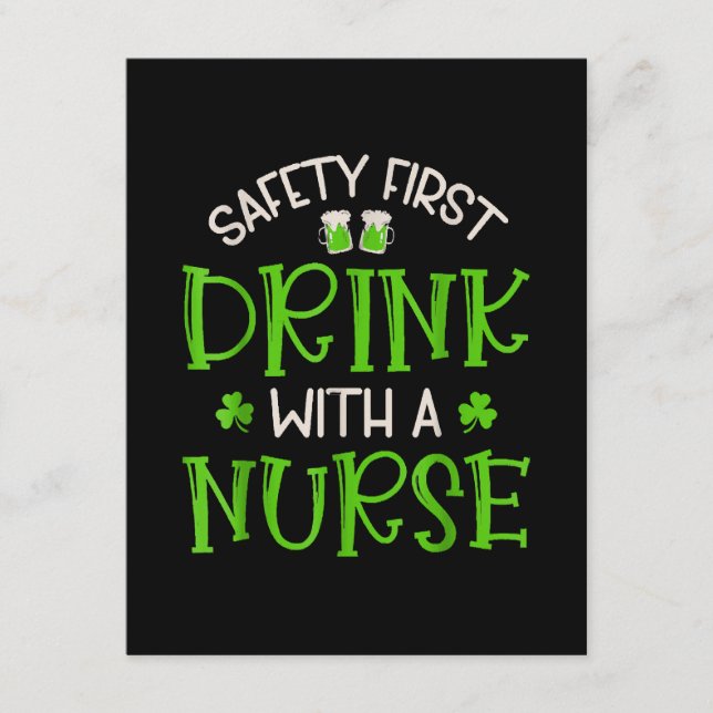 Shamrock Safety First Drink With A Nurse Enclosure Card (Front)