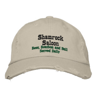 Shamrock Saloon, Beer, Bourbon and Bull Served ... Embroidered Baseball Hat