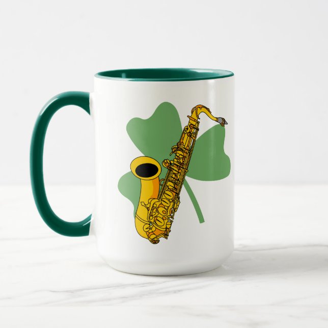 Shamrock Saxophone Mug (Left)