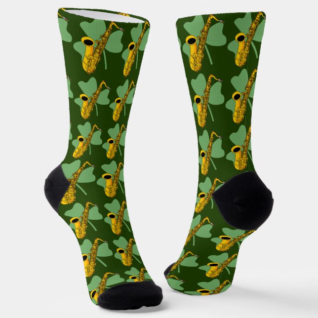 Shamrock Saxophone Socks (Angled)