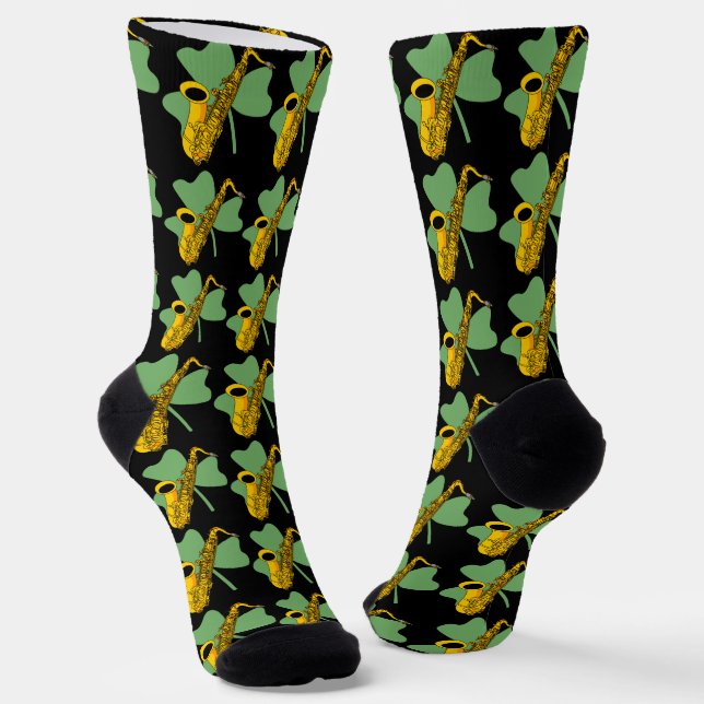Shamrock Saxophone Socks (Angled)