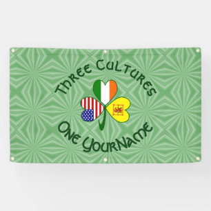 Shamrock Scot Lion Ireland USA Flags Personalized  Banner