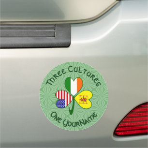 Shamrock Scot Lion Ireland USA Flags Personalized Car Magnet