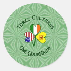 Shamrock Scot Lion Ireland USA Flags Personalized  Classic Round Sticker