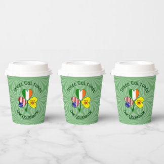 Shamrock Scot Lion Ireland USA Personalized Text Paper Cups
