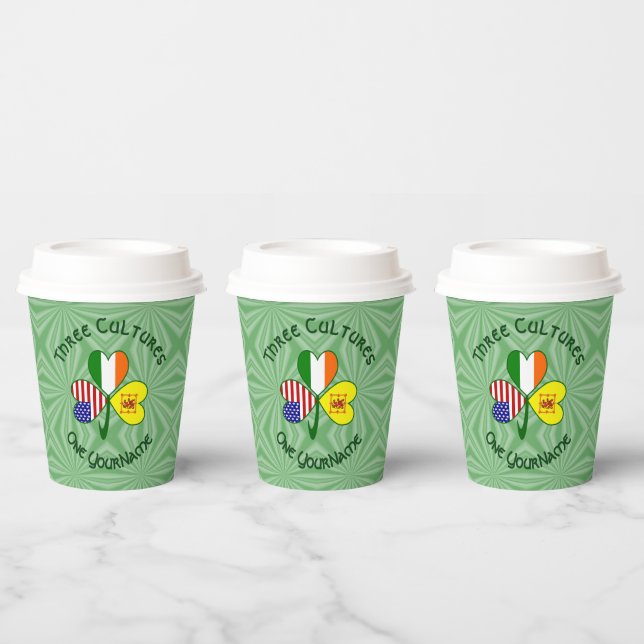 Shamrock Scot Lion Ireland USA Personalized Text Paper Cups (Multi)