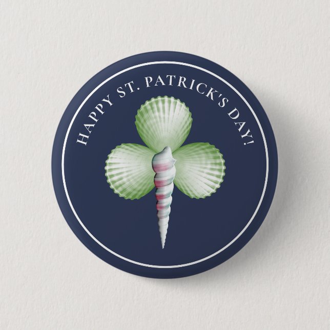 Shamrock Seashells St. Patrick's Day Button (Front)
