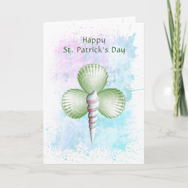 Shamrock Seashells St. Patrick's Day Card (Front)