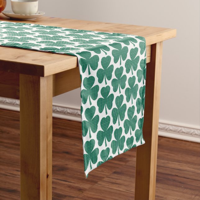 Shamrock Shape Plaid Classic Green Table Runner (In Situ)