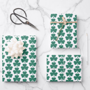 Shamrock Shape Plaid Classic Green Wrapping Paper Sheets