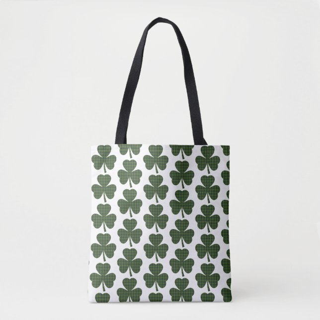 Shamrock Shape Plaid Dark Green Tote Bag (Front)