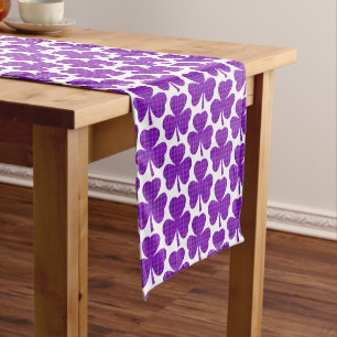 Shamrock Shape Plaid Purple Table Runner