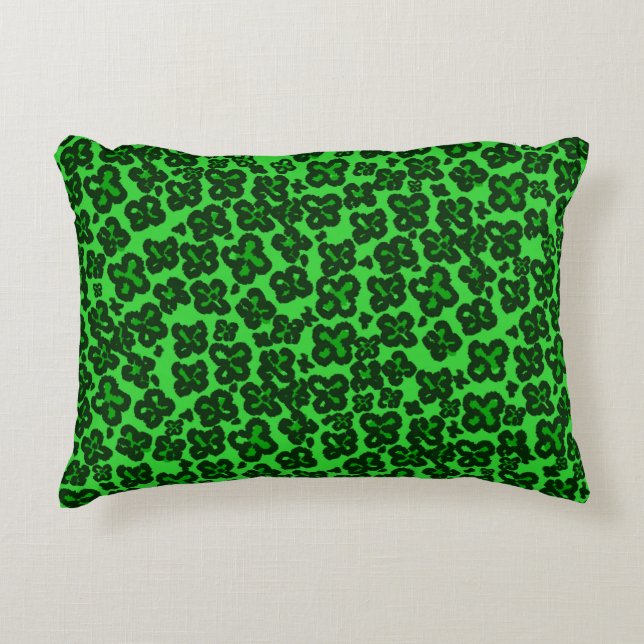 Shamrock Shaped Leopard Print for Saint Patrick's  Accent Pillow (Front)